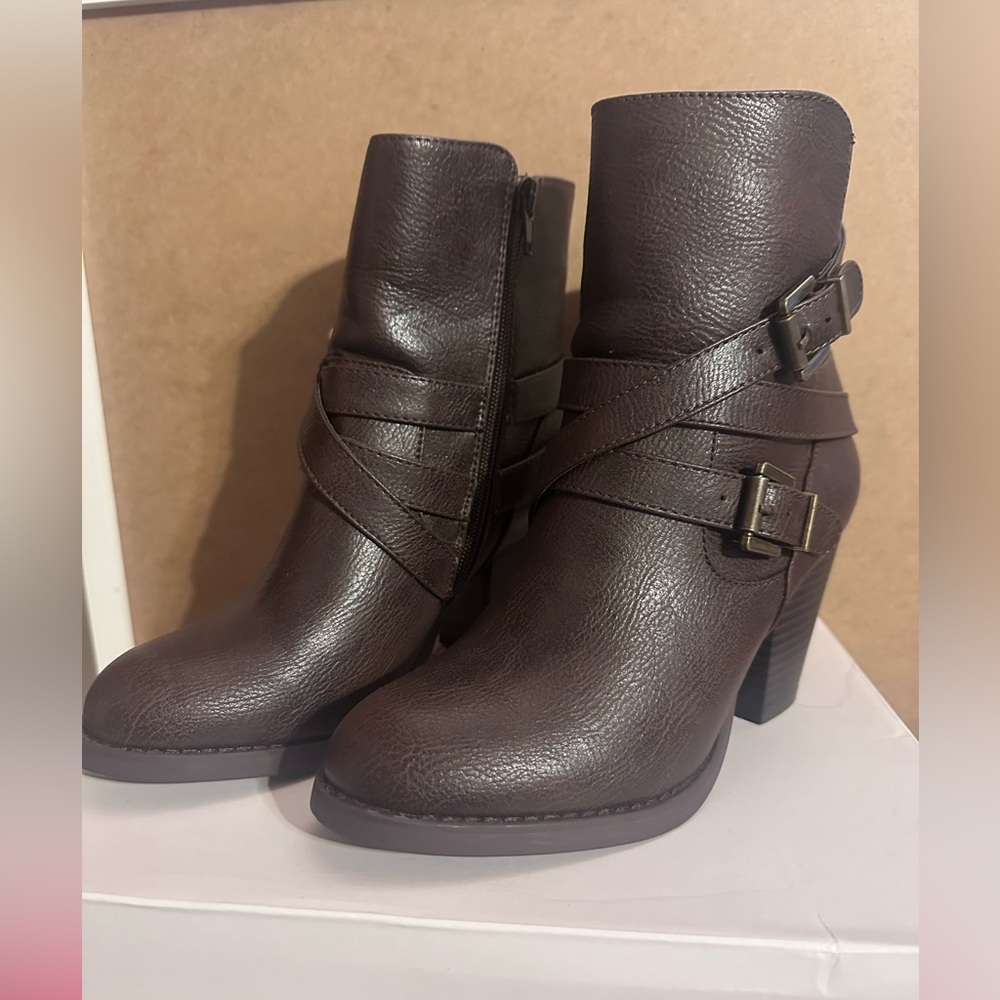 JustFab Dark Brown Ankle Booties